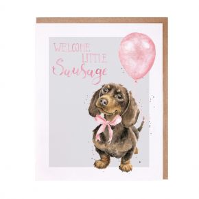 Welcome little sausage - girl - card