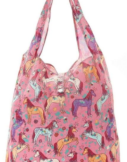 Unicorn - Eco Chic Foldaway Shopping Bag - Pink