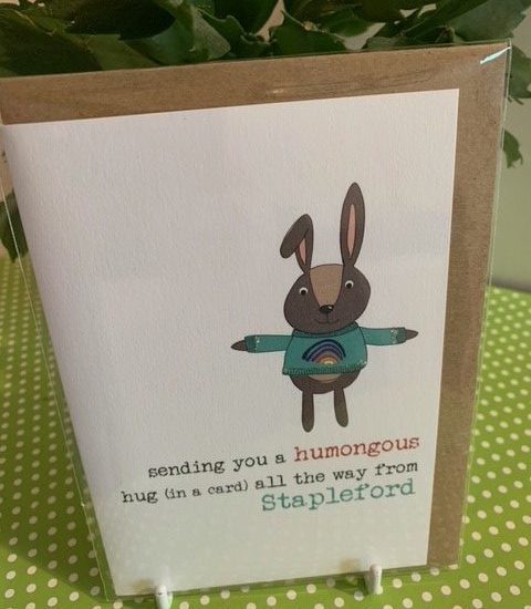 sending a humongous hug... from Stapleford - (rabbit) - Dandelion Stationery card