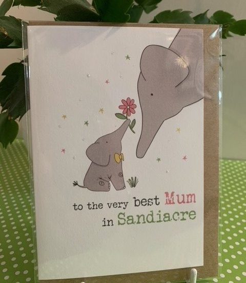 to the very best Mum in Sandiacre - (elephant) - Dandelion Stationery card