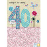 Happy Birthday 40 (floral) - Blue Eyed Sun card