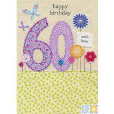 Happy Birthday 60 (floral) - Blue Eyed Sun card
