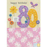 Happy Birthday 80 (floral) - Blue Eyed Sun card