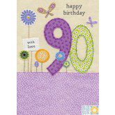 Happy Birthday 90 (floral) - Blue Eyed Sun card