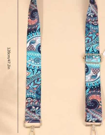 Blue Paisley design - adjustable woven bag strap (#20)