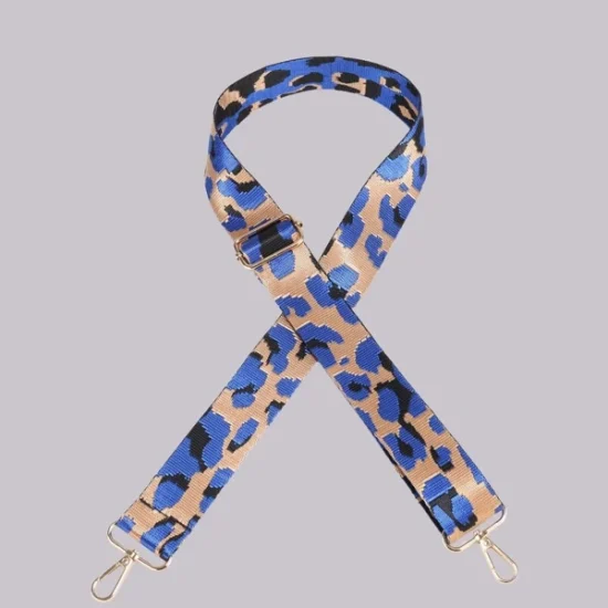 Blue leopard Print - adjustable woven bag strap (#1)