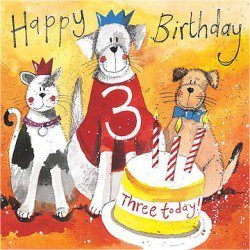 Happy Birthday 3 today - Alex Clark card