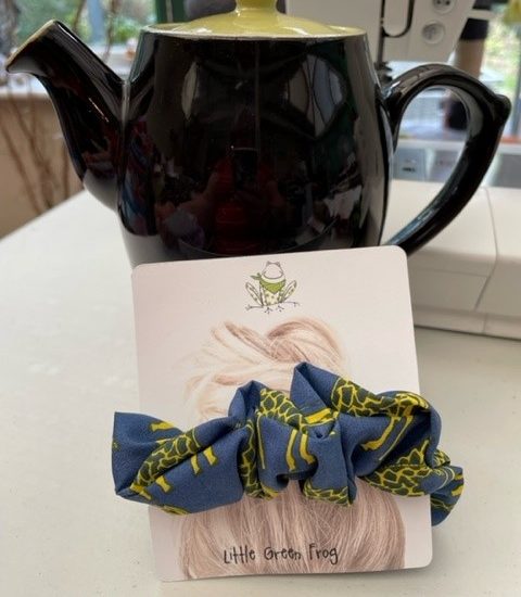 Navy Giraffe design - hair scrunchie