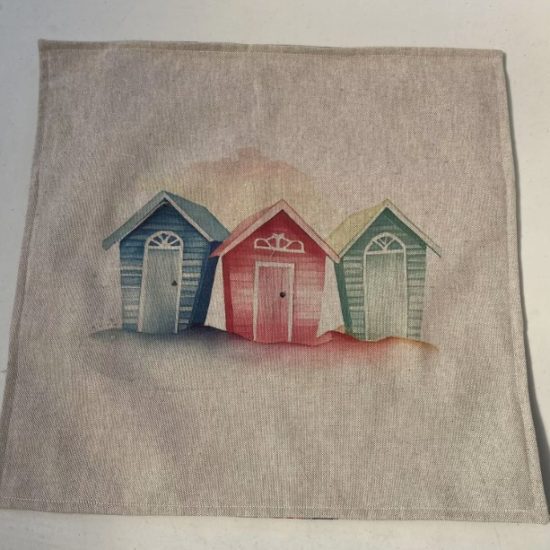 Beach Huts design (#2)  Linen Cushion Cover  - LGF