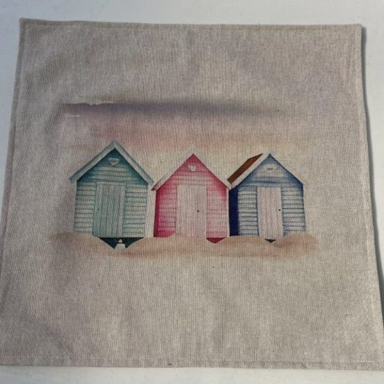 Beach Huts design (#1)  Linen Cushion Cover  - LGF