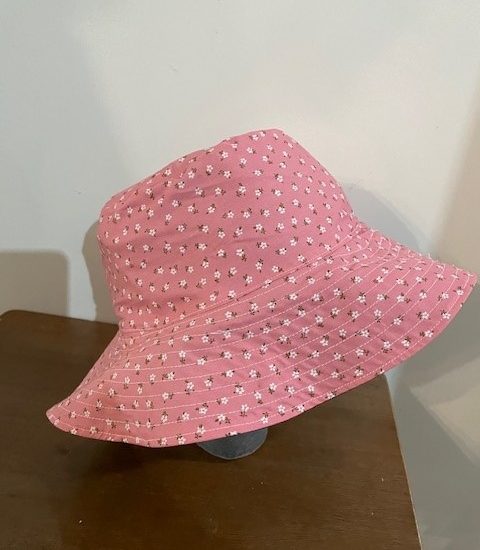 Ditsy Pink Flower & Denim reversible bucket hat - LGF