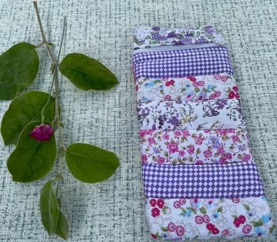 Purples Patchwork quilted zipped pouch/glasses case - LGF