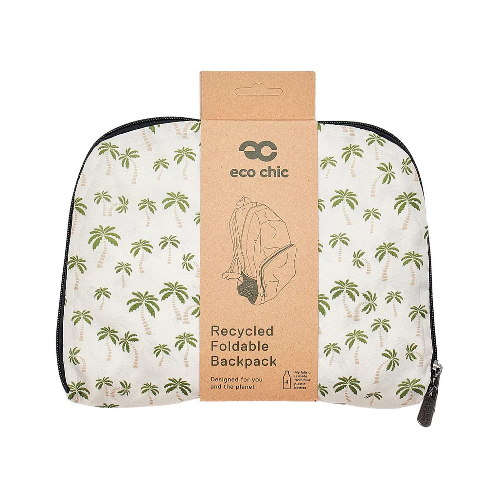 Palm Trees - Beige - Eco Chic Foldable Backpack - Image 2