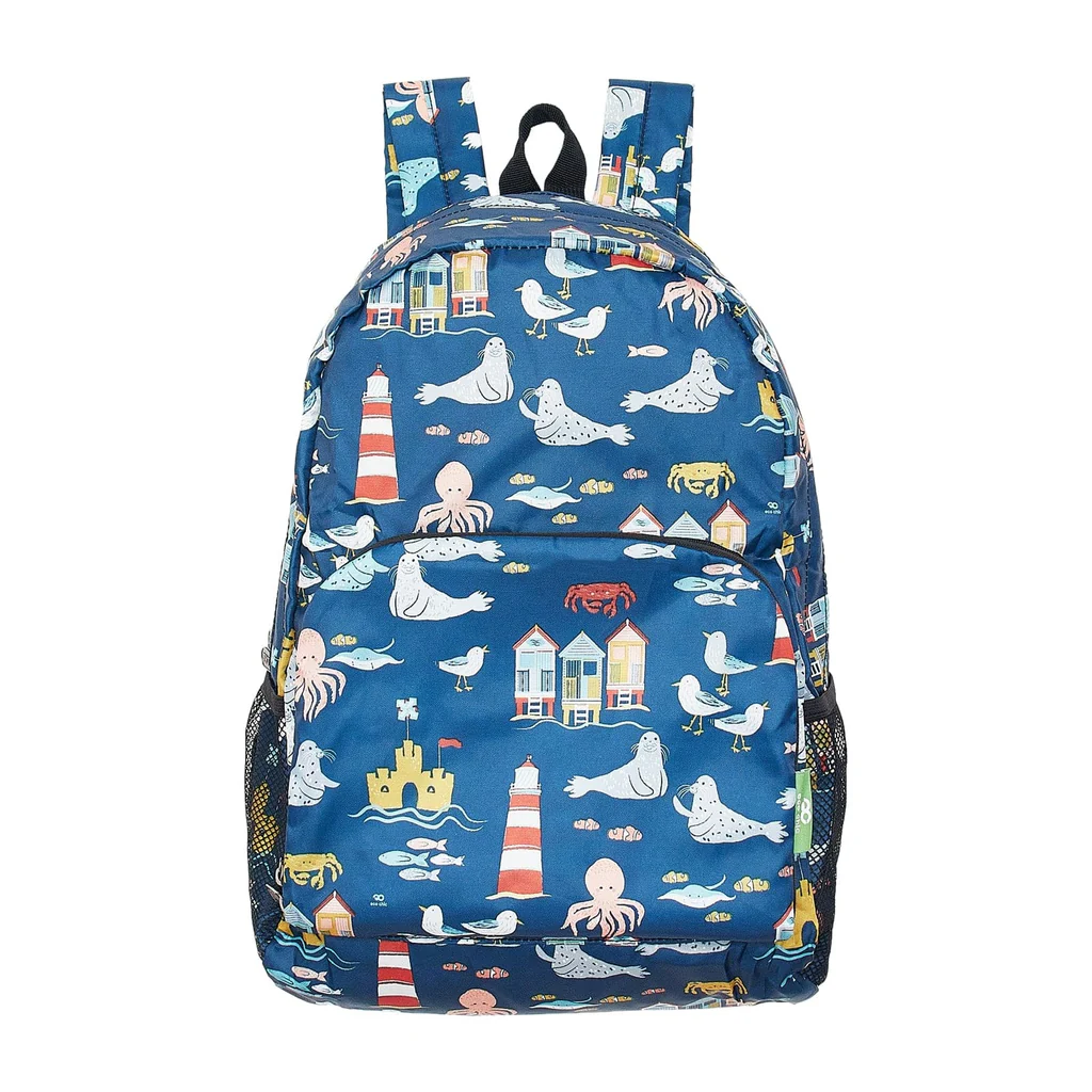 Seaside - blue - Eco Chic Foldable Backpack