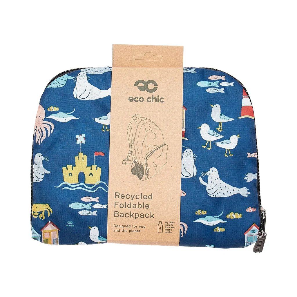 Seaside - blue - Eco Chic Foldable Backpack - Image 2