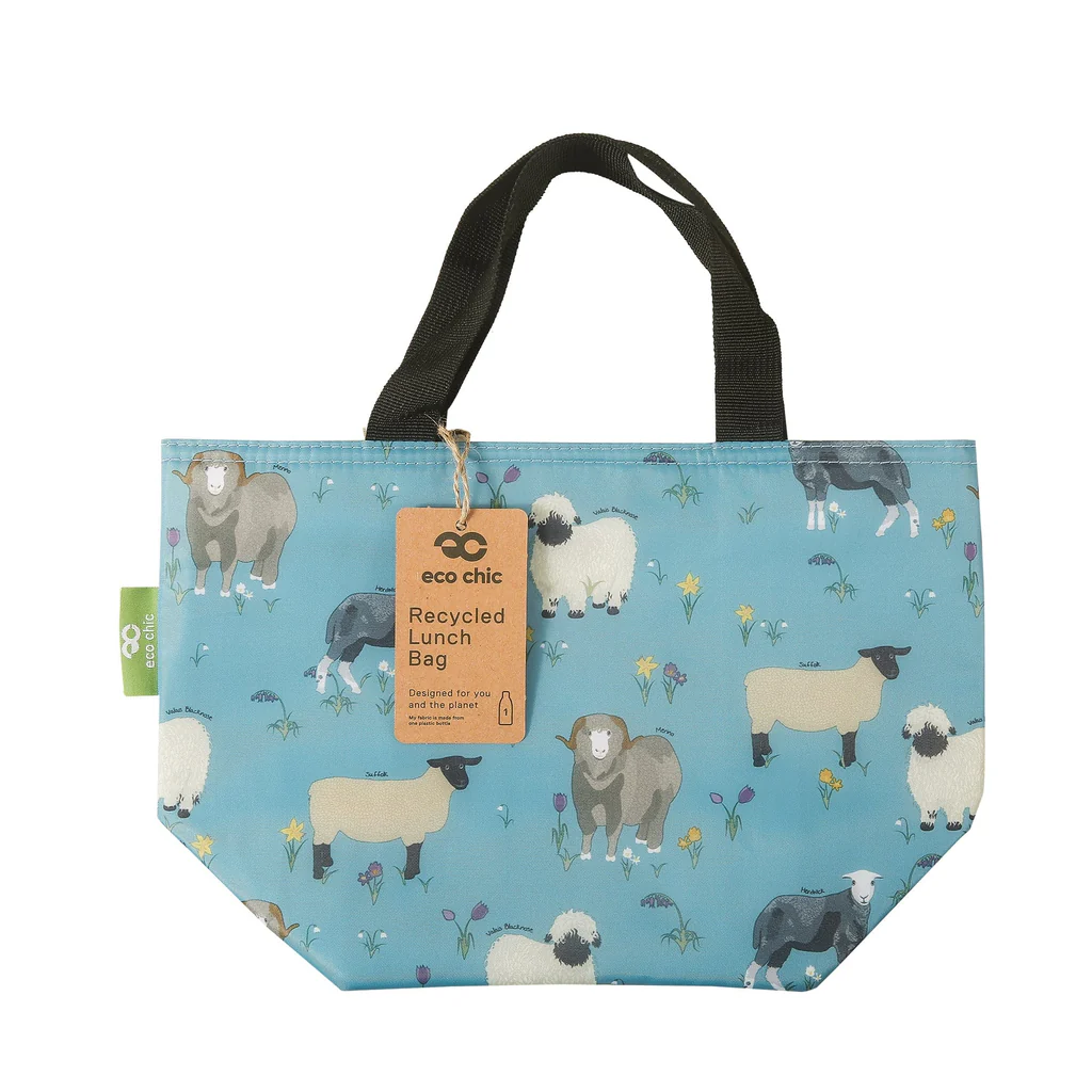 Sheep - Blue - Eco Chic Foldable Lunch Bag