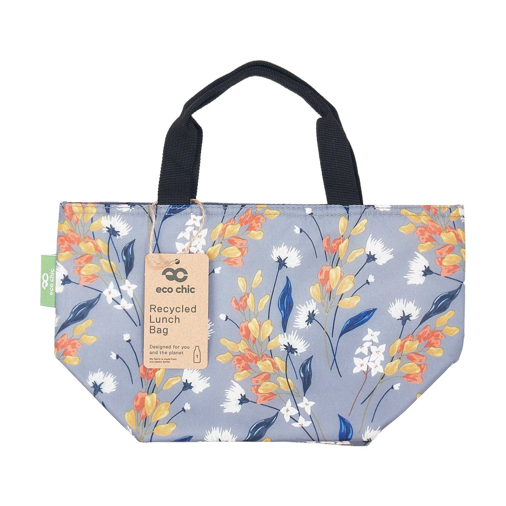 Spring Flowers - Grey- Eco Chic Foldable Lunch Bag
