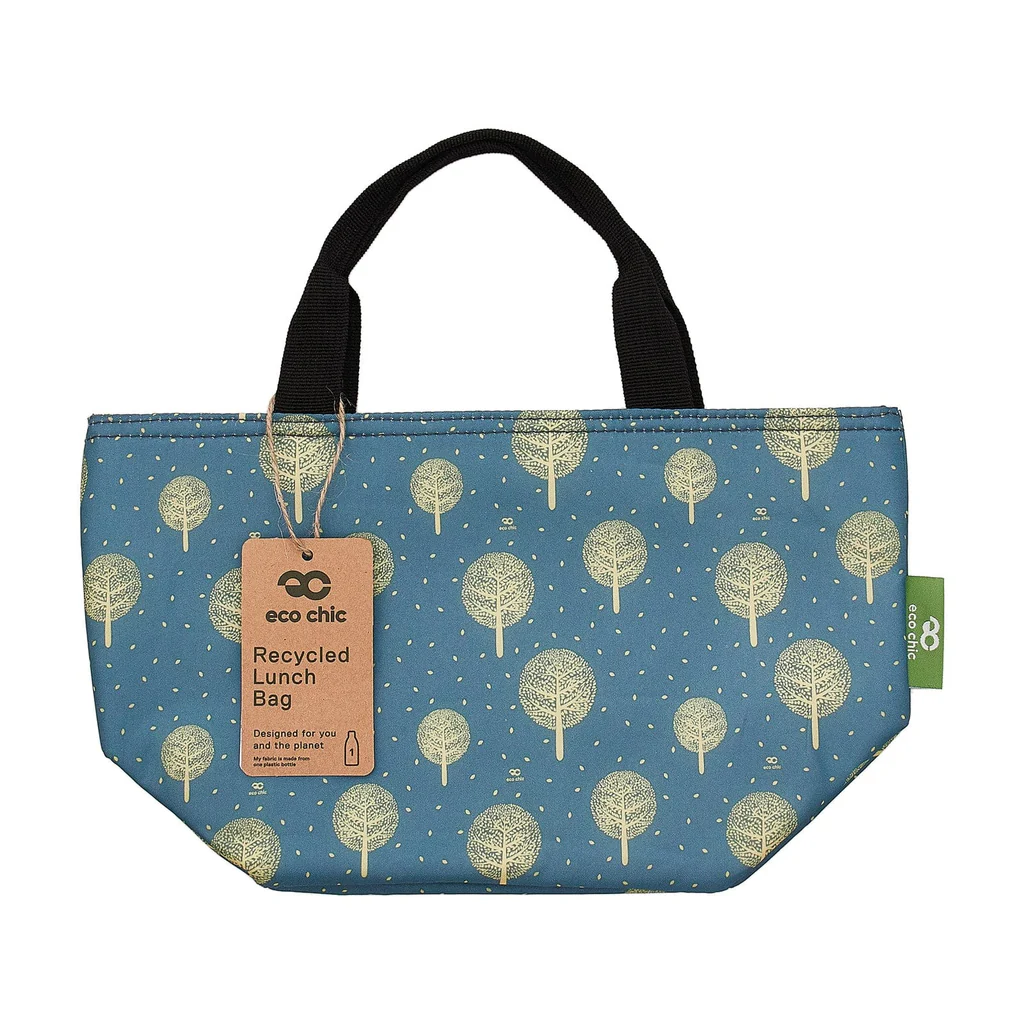 Trees - blue - Eco Chic Foldable Lunch Bag
